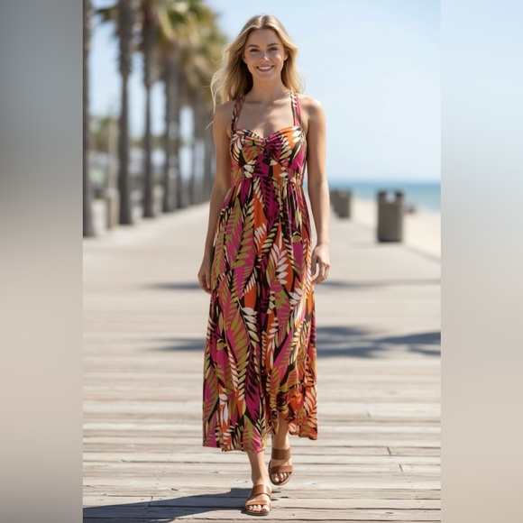 NWT Madison Leigh Tropical Maxi Dress Women’s Retro-Style Sleeveless ~ Sz 16 - Picture 7 of 7